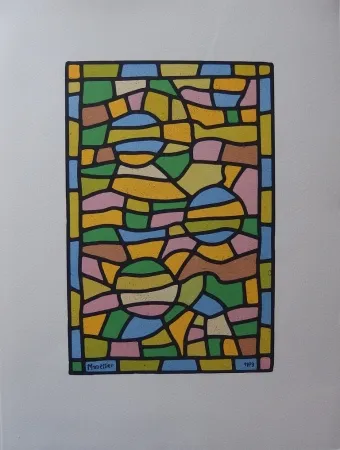 Lithograph Manessier - Vitrail