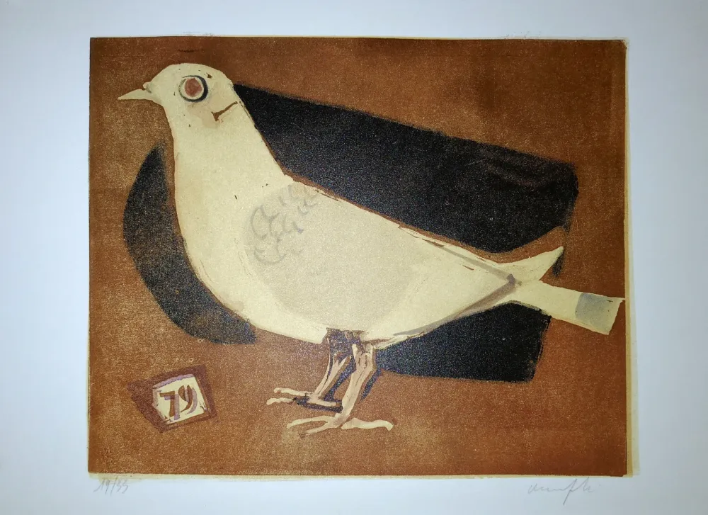 Linocut Manfredi - Piccione