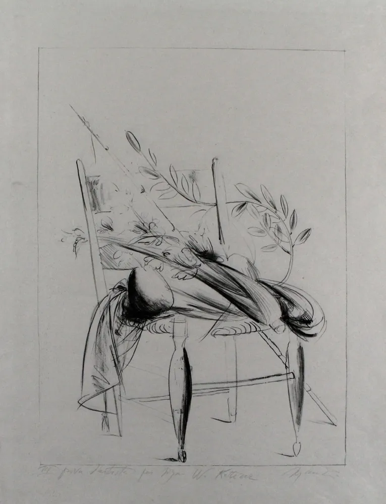 Lithograph Manzu - Natura morta