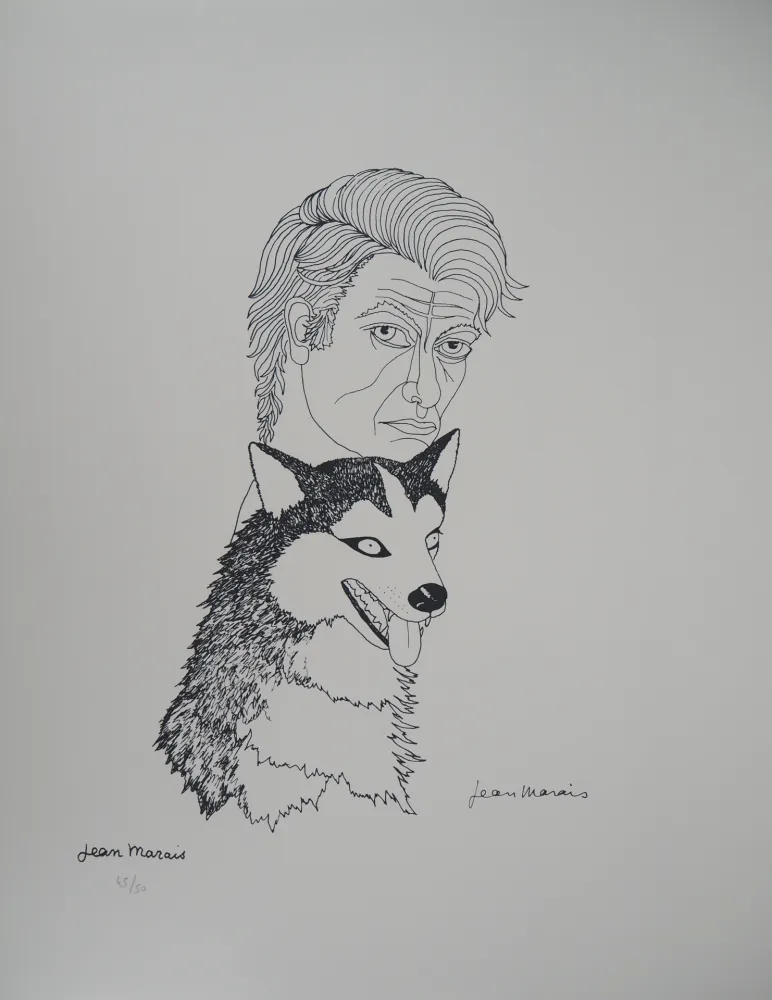Lithograph Marais  - Autoportrait au Husky