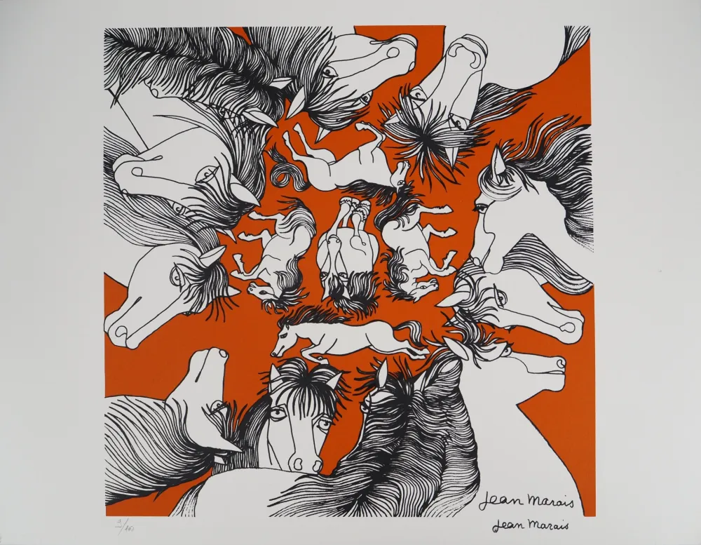 Lithograph Marais  - Hommage au cheval