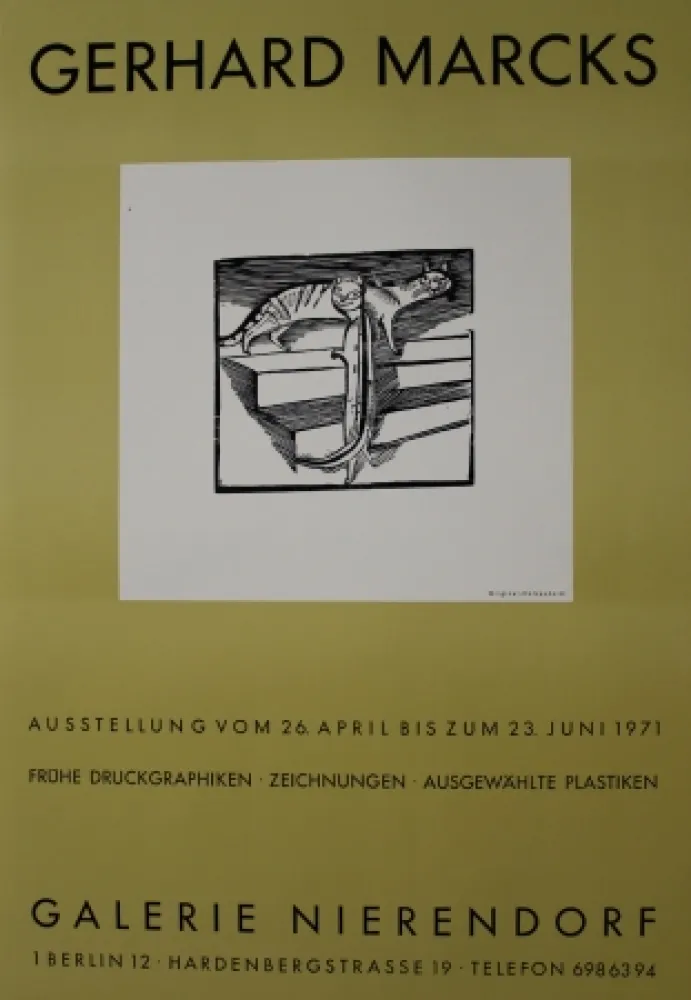 Woodcut Marcks - Die kleinen Katzen / The Little Cats