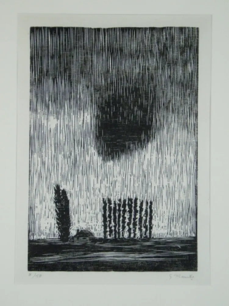 Woodcut Marcks - Finstere Wolke (Dark Cloud)