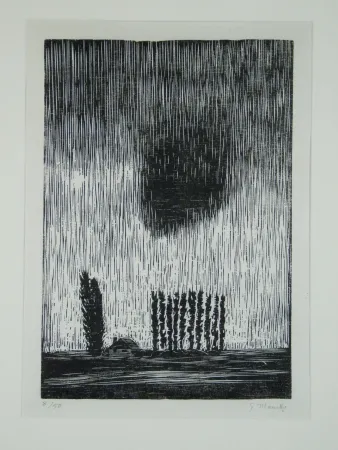 Woodcut Marcks - Finstere Wolke (Dark Cloud)