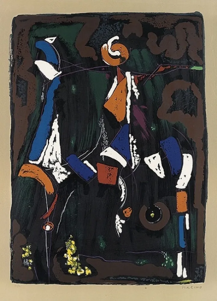 Lithograph Marini - Bunter Reiter II