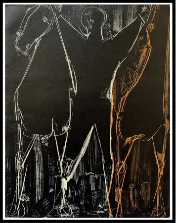 Lithograph Marini - CHEVAUX ET CAVALIER