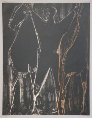 Lithograph Marini - Chevaux et Cavalier