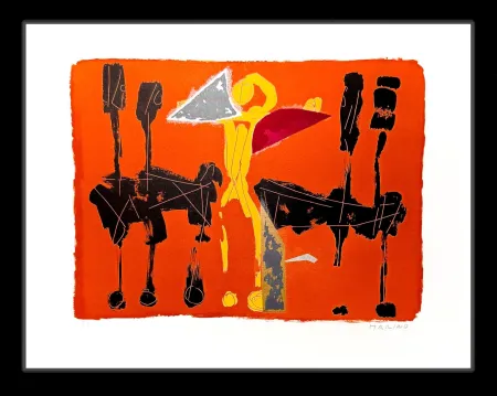 Lithograph Marini - Chevaux et Cavaliers IV