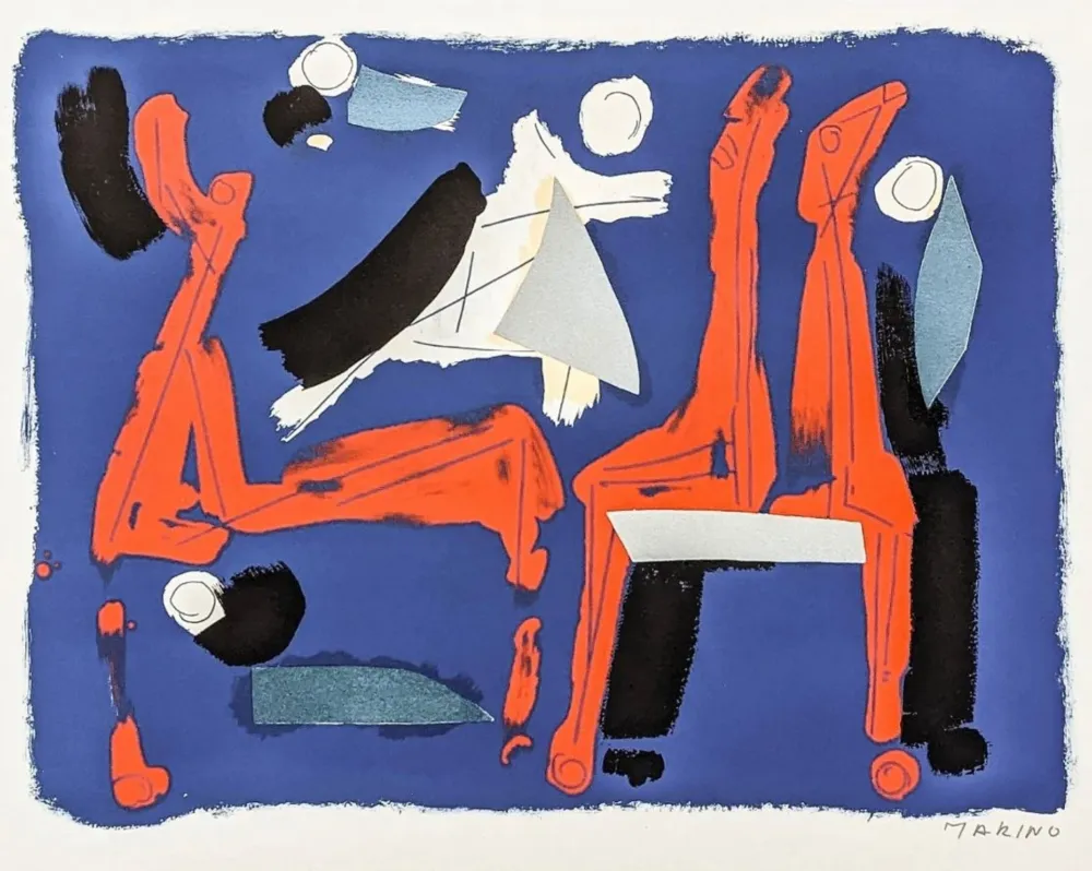 Lithograph Marini - L105 Chevaux Et Cavaliers II