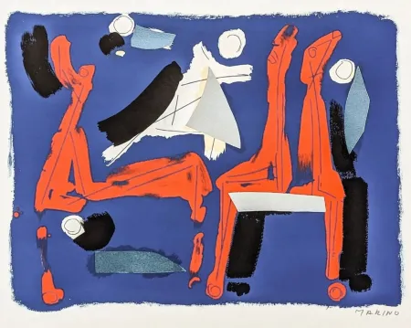 Lithograph Marini - L105 Chevaux Et Cavaliers II