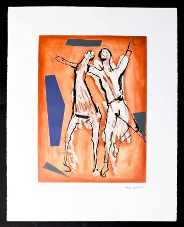 Aquatint Marini - Marino Marini (1901–1980) - Cavaliere e cavallo - 3-colour aquatint on BFK Rives paper - 1977