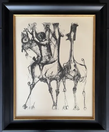 Lithograph Marini - Marino Marini (1901 - 1980) - CAVALIERS ET CHEVAUX, FOND CREME - lithograph on paper - 1952