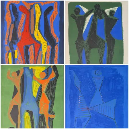 Etching Marini - Marino Marini (1901–1980) - MARINO FROM GOETHE - Complete original folder containing 4 color etchings and aquatints on Arches paper - 1979