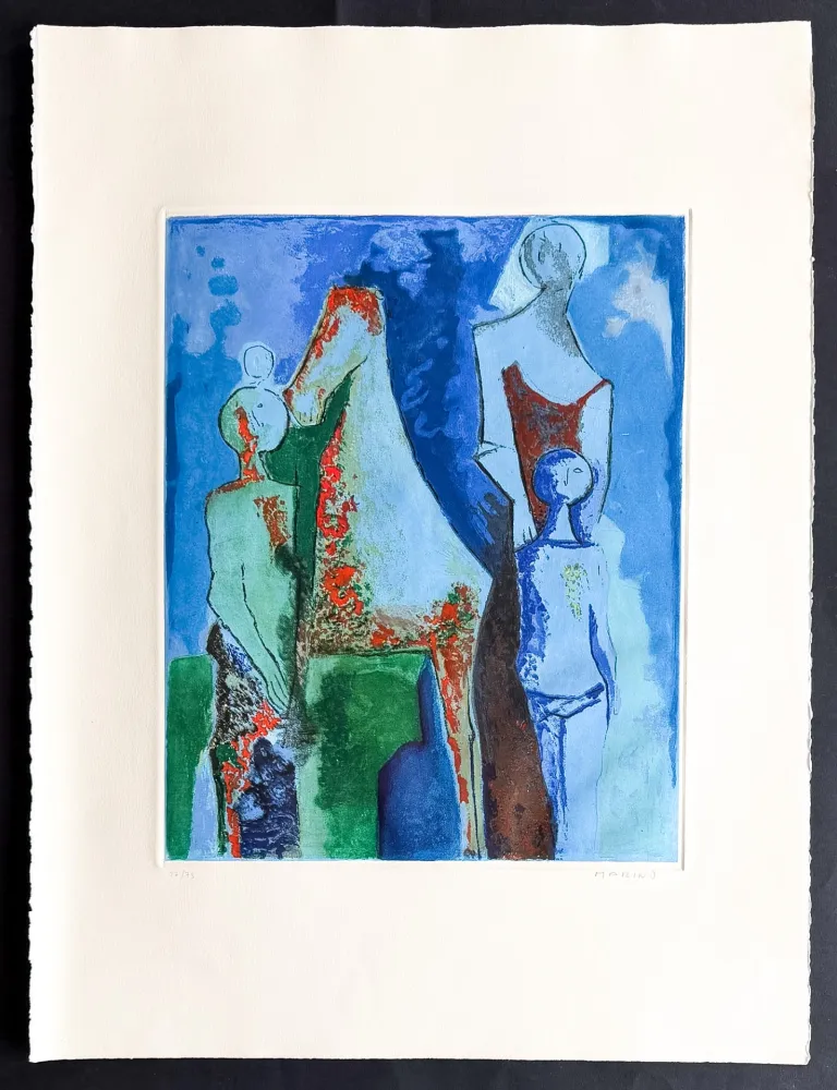 Etching Marini - Marino Marini (1901–1980) - MARINO FROM SHAKESPEARE I - Color drypoint etching and aquatint on paper - 1977