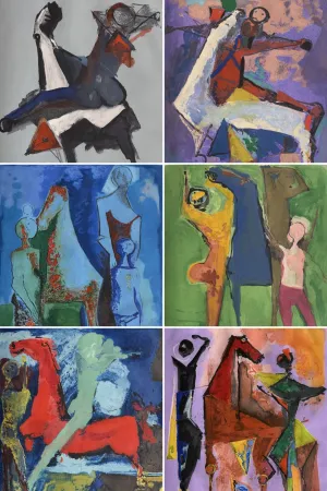 Etching Marini - Marino Marini (1901–1980) - MARINO FROM SHAKESPEARE I - Complete original folder containing 8 color drypoint etchings and aquatints on paper - 1977