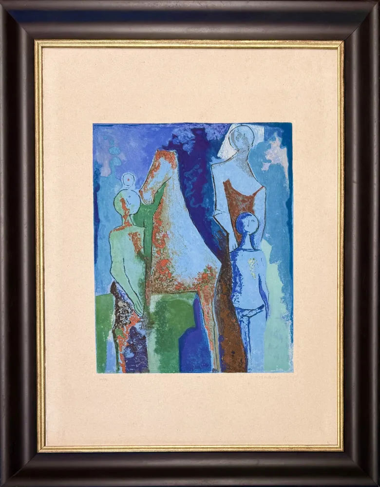 Drypoint Marini - Marino Marini ( 1901 - 1980) - MARINO FROM SHAKESPEARE I - Etching, drypoint and aquatint in 28 colours - 1977