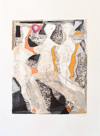 Etching Marini - Marino Marini (1901 - 1980) - Tre grazie - Etching and color aquatint - 1975