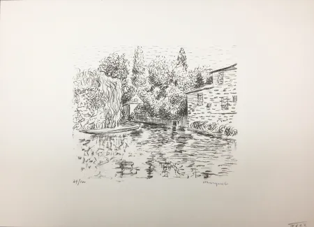Lithograph Marquet - Bord de rivière