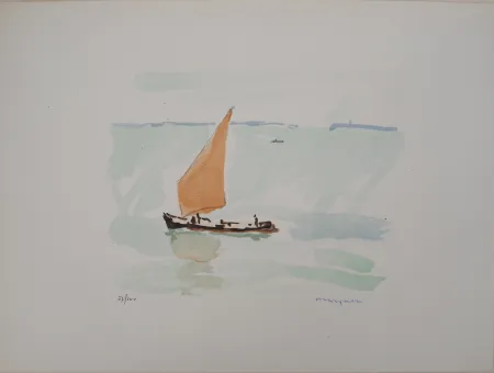 Lithograph Marquet - La voile rouge