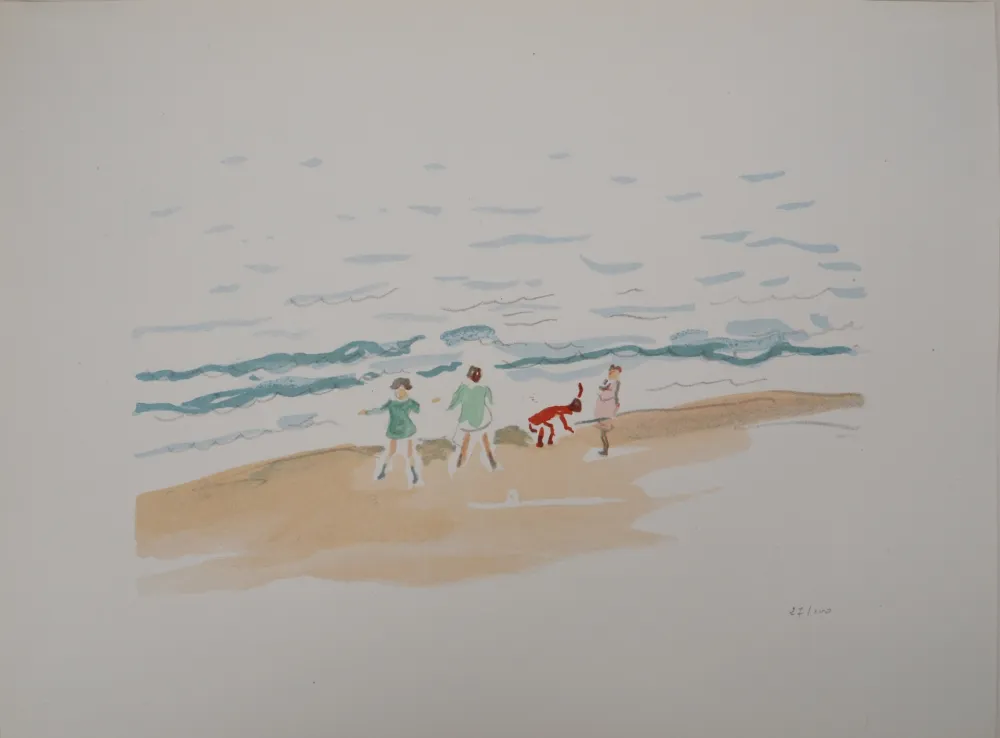 Lithograph Marquet - Les enfants sur la plage 
