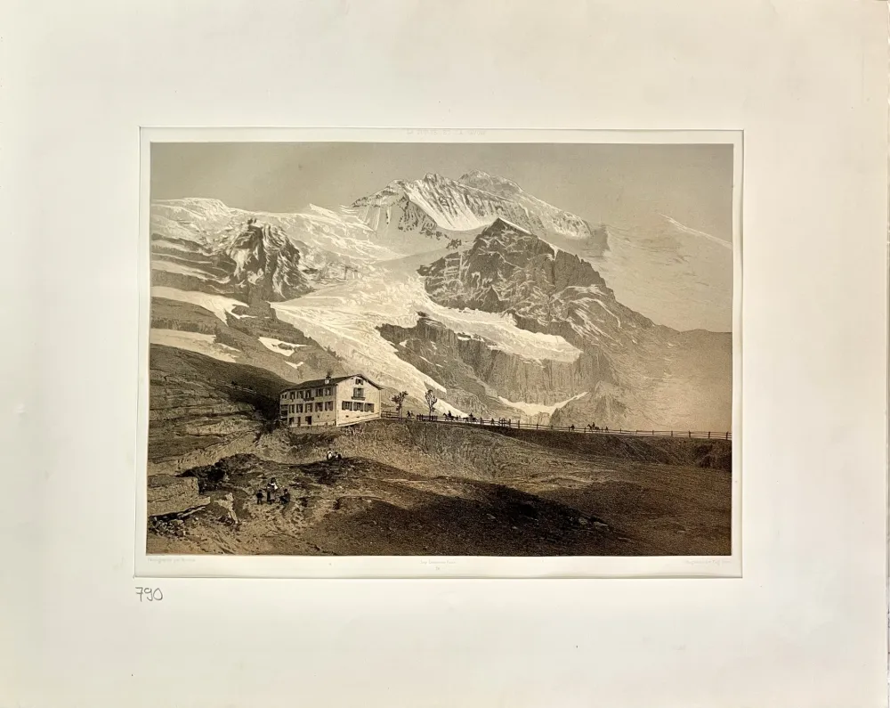 Lithograph Martens - La Jungfrau Vue de la Petite Scheideck