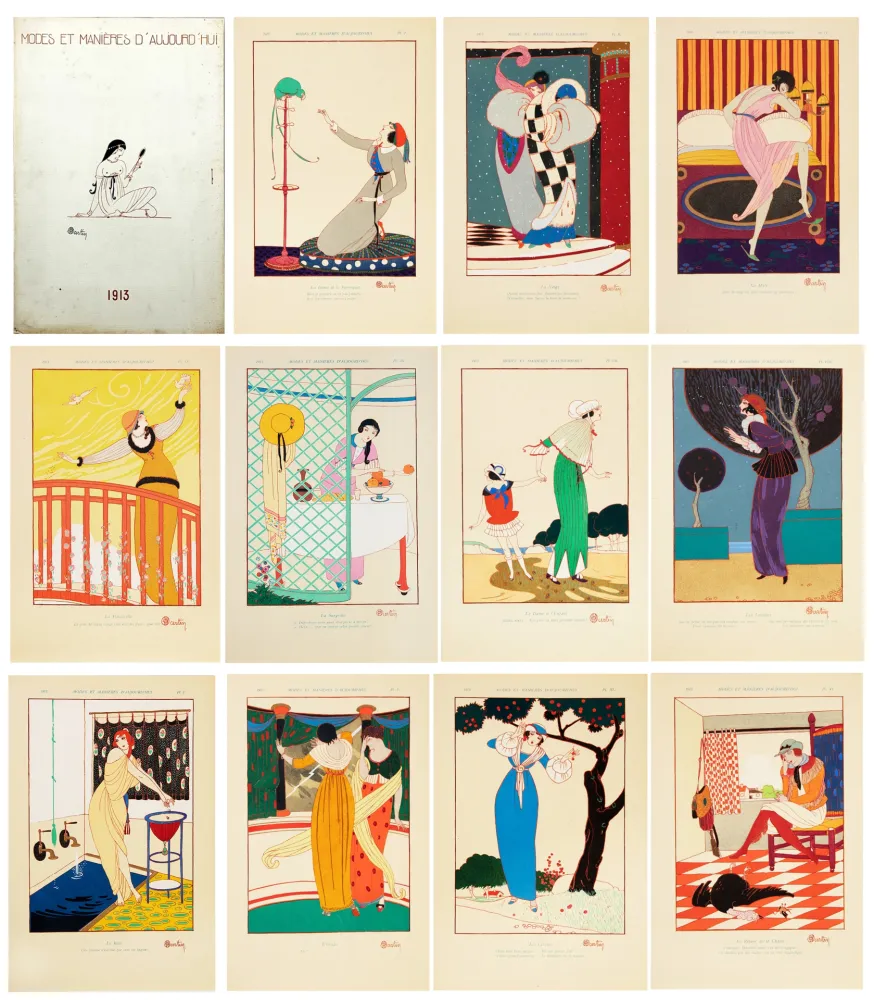 Illustrated Book Martin - MODES ET MANIÈRES D'AUJOURD'HUI. 1913. Album original des 12 pochoirs.