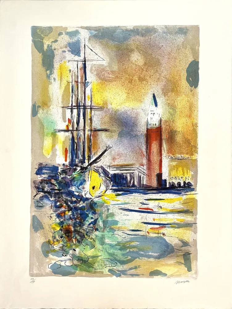 Lithograph Marzelle - Le Voilier