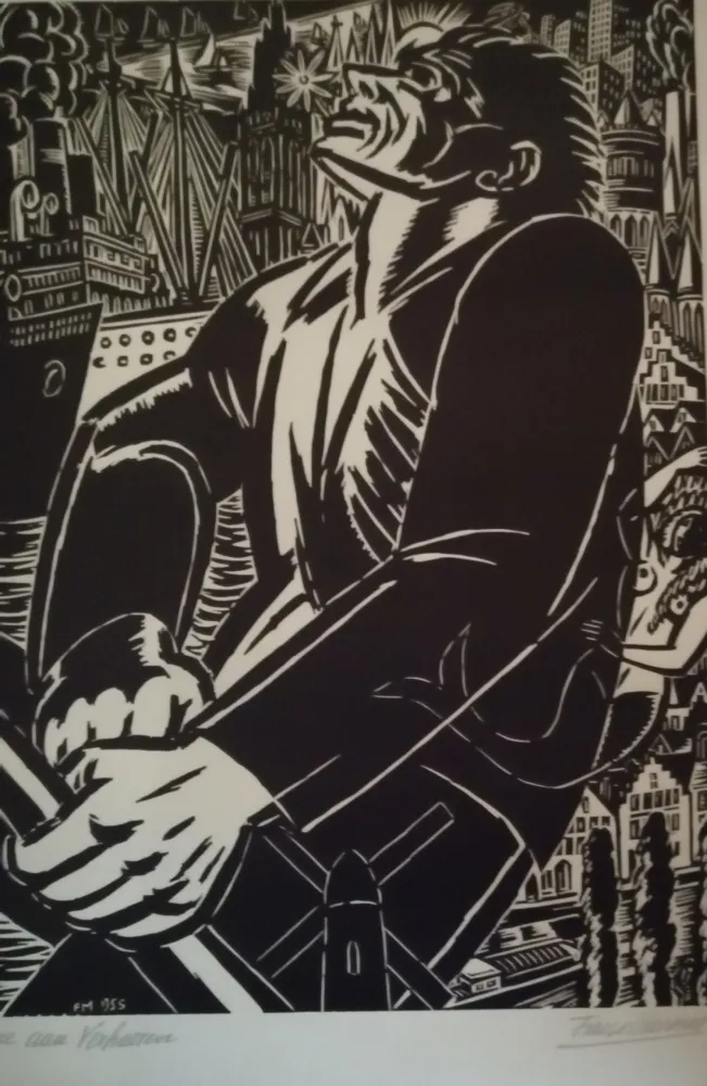 Woodcut Masereel - Ere aan Verhaeren