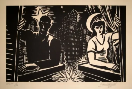 Woodcut Masereel - Voisins