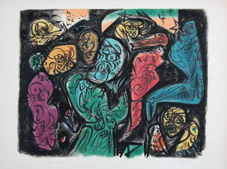 Lithograph Masson - Astres et visages