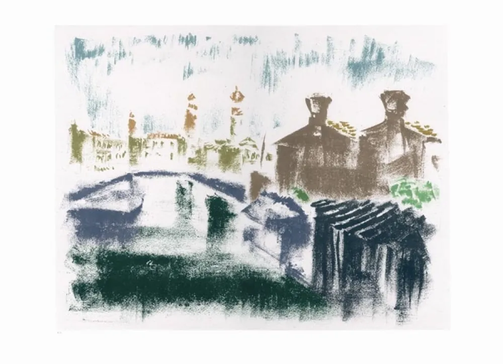 Lithograph Masson - Canal à la Giudecca (Voyage à Venise)