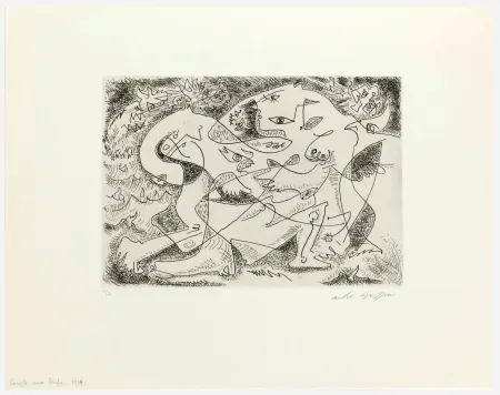 Engraving Masson - Couple aux loups (1974)