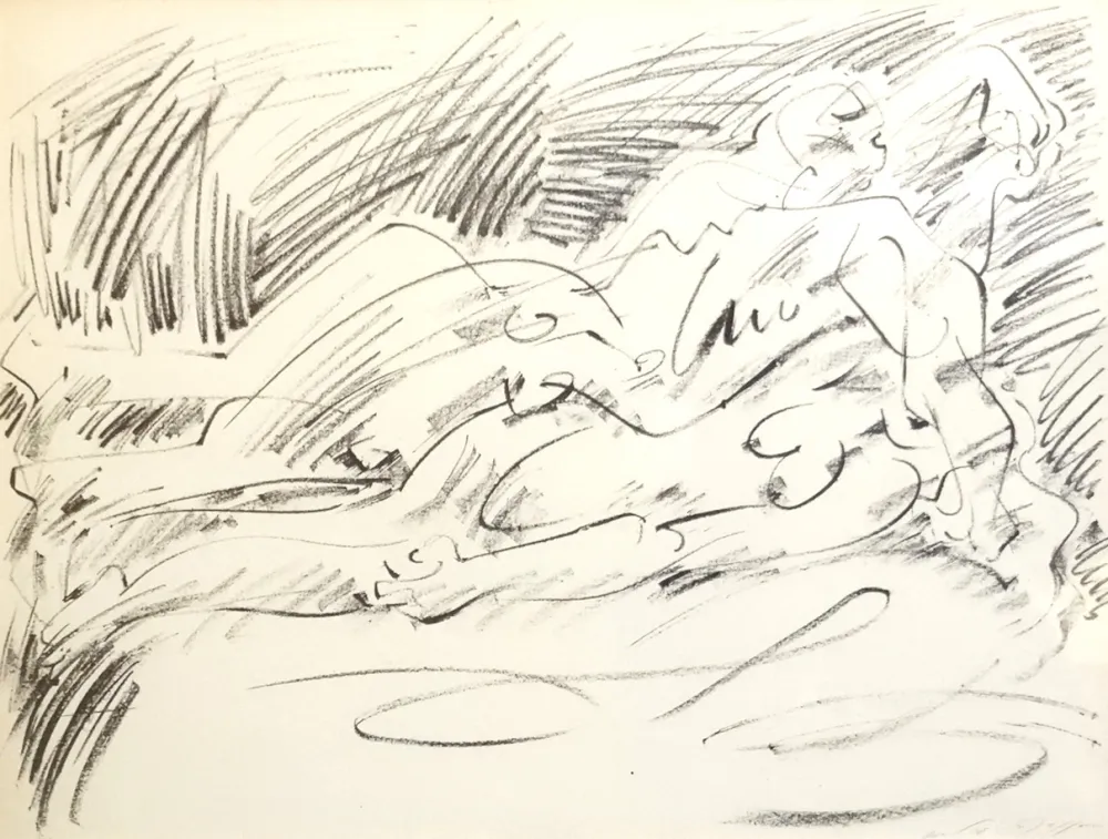 Lithograph Masson - Couple étendu