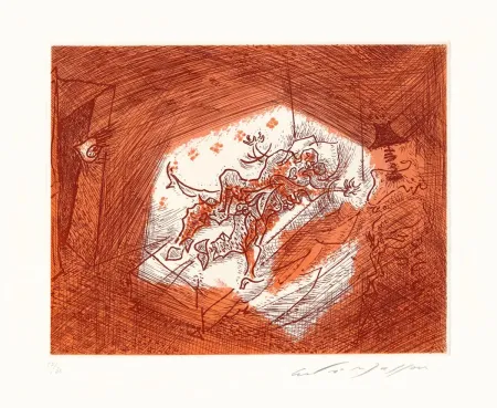 Engraving Masson - Dans l'alcôve