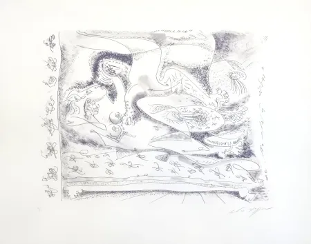 Engraving Masson - Dans l'alcove hantée