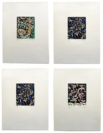 Etching And Aquatint Masson - Desnos: MINES DE RIEN. SUITE COMPLÈTE SIGNÉE À GRANDES MARGES (1957).