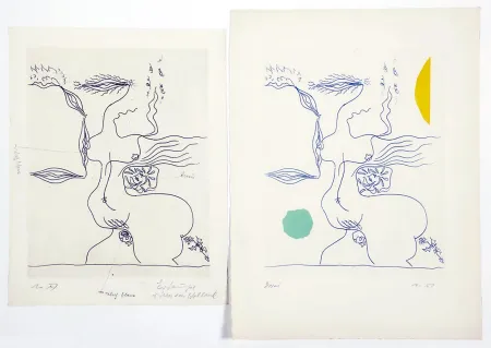 Etching And Aquatint Masson - FANTASME ÉROTIQUE (1960). 2 épreuves dont 1 unique.