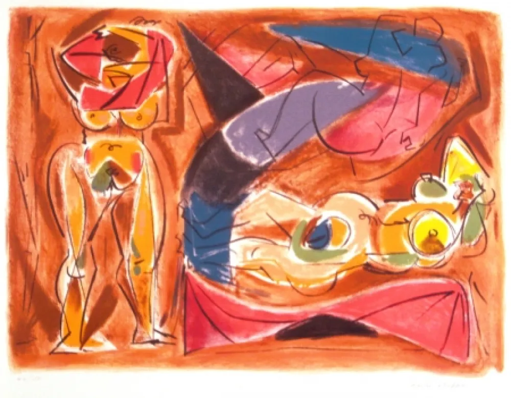 Lithograph Masson - Figure rouge