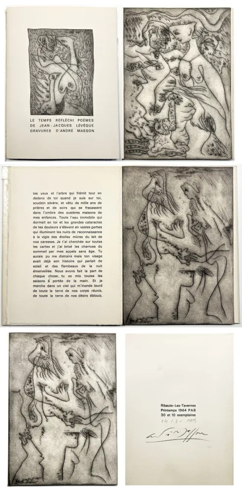 Illustrated Book Masson - J.J Lévêque. LE TEMPS RÉFLÉCHI. Gravures d'André Masson. PAB 1964