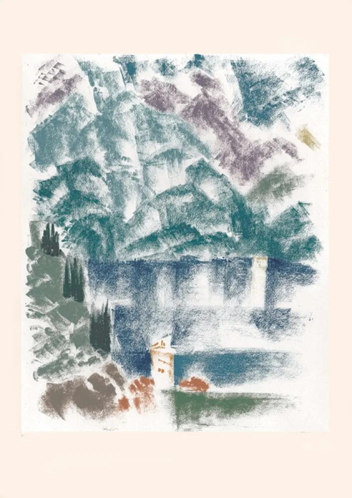 Lithograph Masson - Lac de Côme (Voyage à Venise)