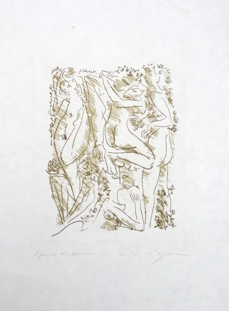Engraving Masson - Le baiser