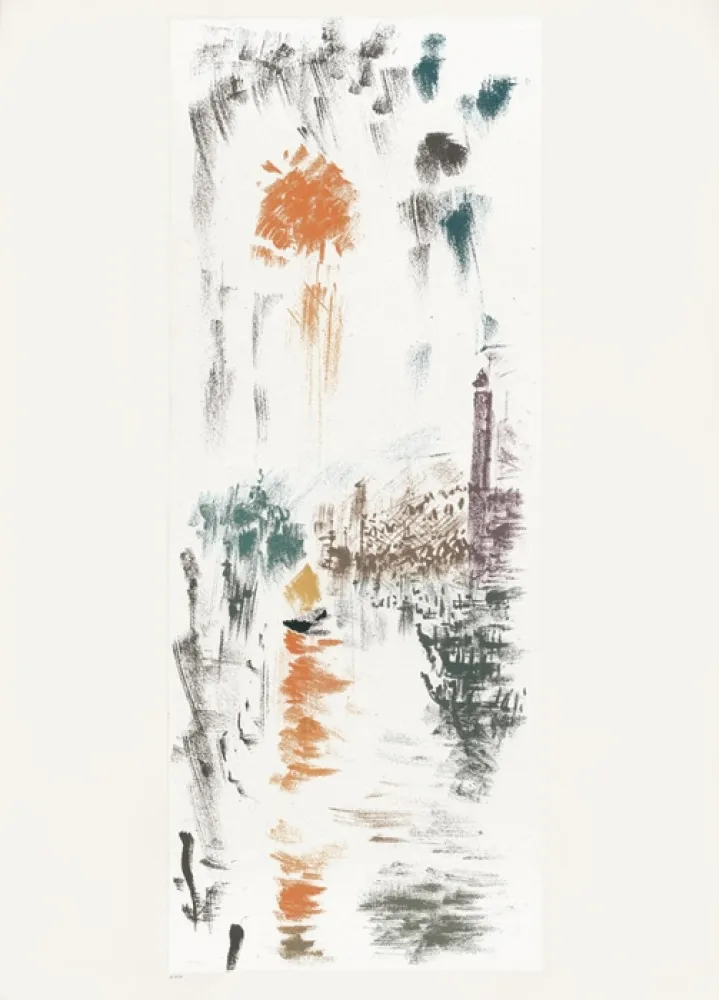 Lithograph Masson - Le Bassin de St Marc (Voyage à Venise)