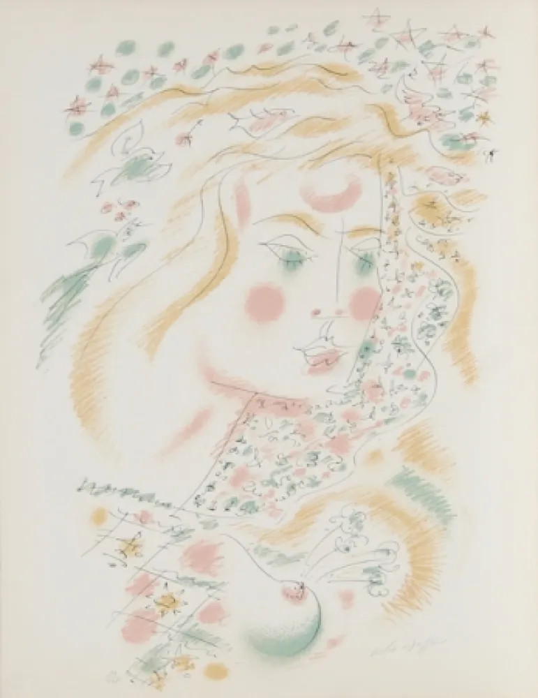 Lithograph Masson - Le Philosophe au Papillon from Je Reve Portfolio