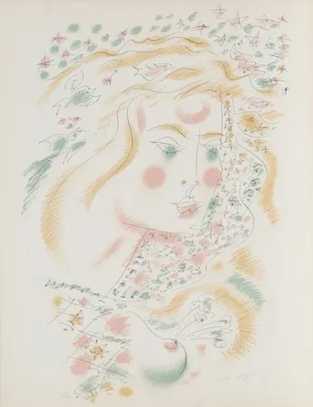 Lithograph Masson - Le Philosophe au Papillon from Je Reve Portfolio