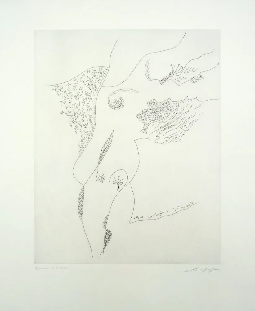 Engraving Masson - Le sein et l'oiseau