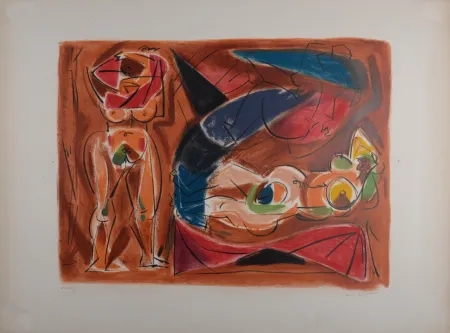 Lithograph Masson - Odalisque, vers 1960 - Hand-signed