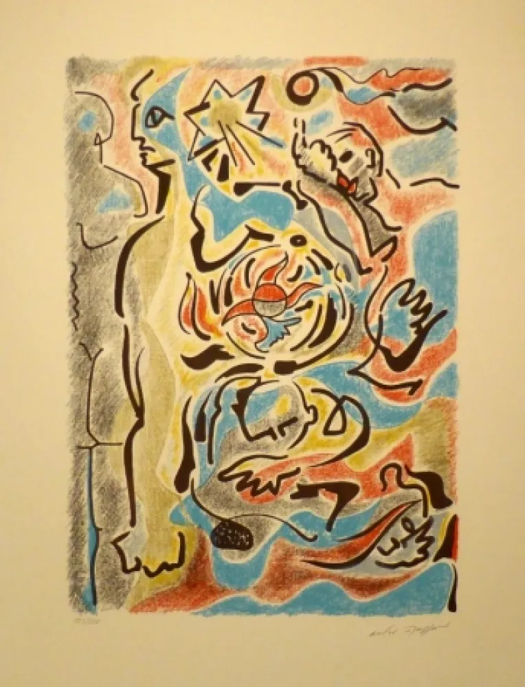 Lithograph Masson - Omaggio a Michelangelo