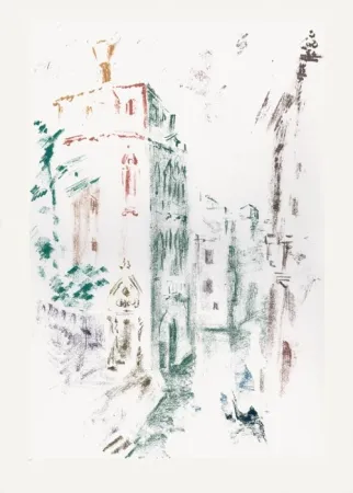 Lithograph Masson - Palais et canal (Voyage à Venise)