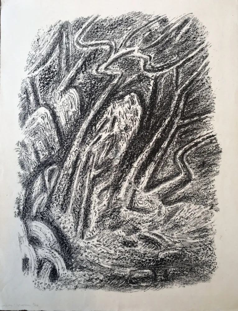 Lithograph Masson - Paysage au Cascatelles