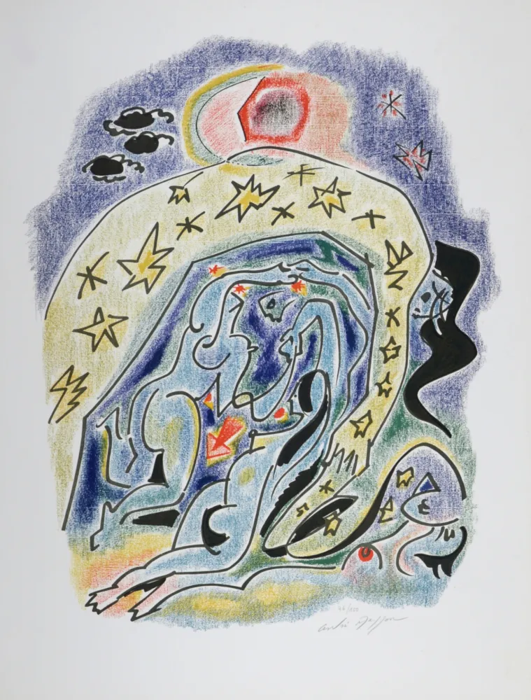 Lithograph Masson - Sonnets de Louise Labé #8, 1972 - Hand signed!